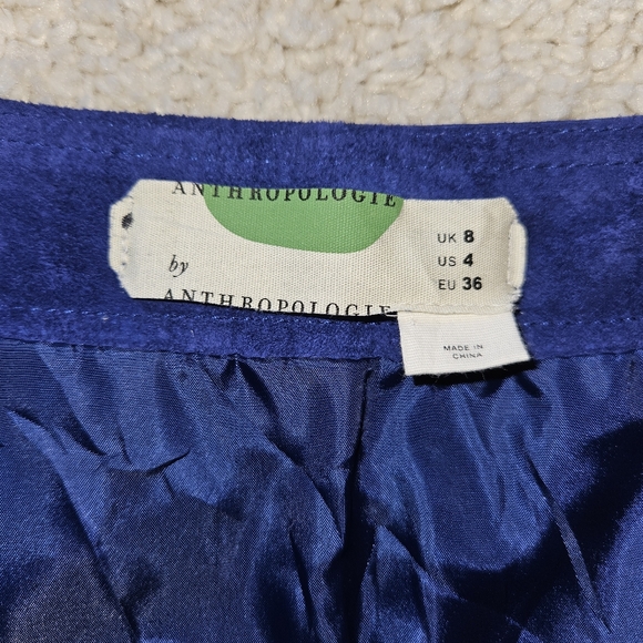 Anthropologie Button Front Mini Skirt Suede Leather sz4 - Picture 4 of 16